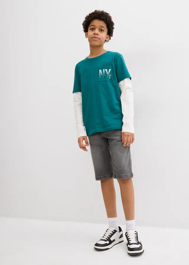 Stretch jeans bermuda, regular fit • middengrijs denim • product-page.page-title-suffix