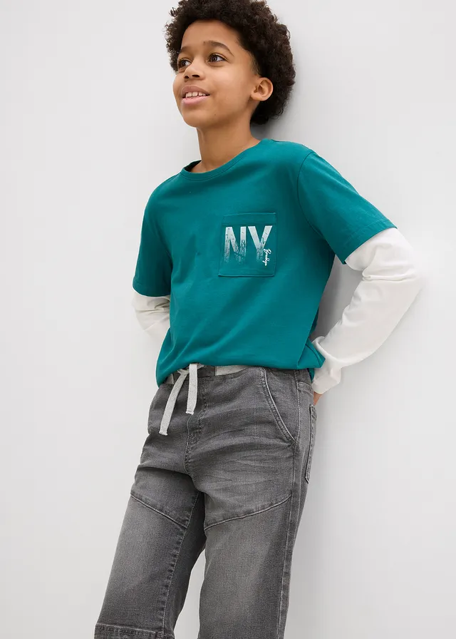 Bermuda en jean extensible à taille élastiquée, Regular • gris moyen denim • product-page.page-title-suffix