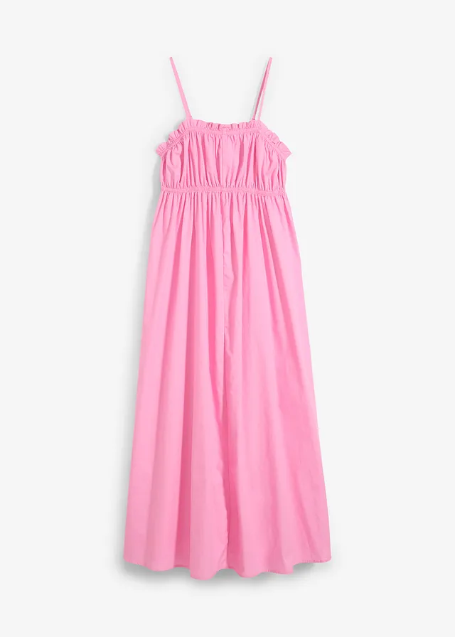 Robe 100% coton à fines bretelles, Couleur: rose