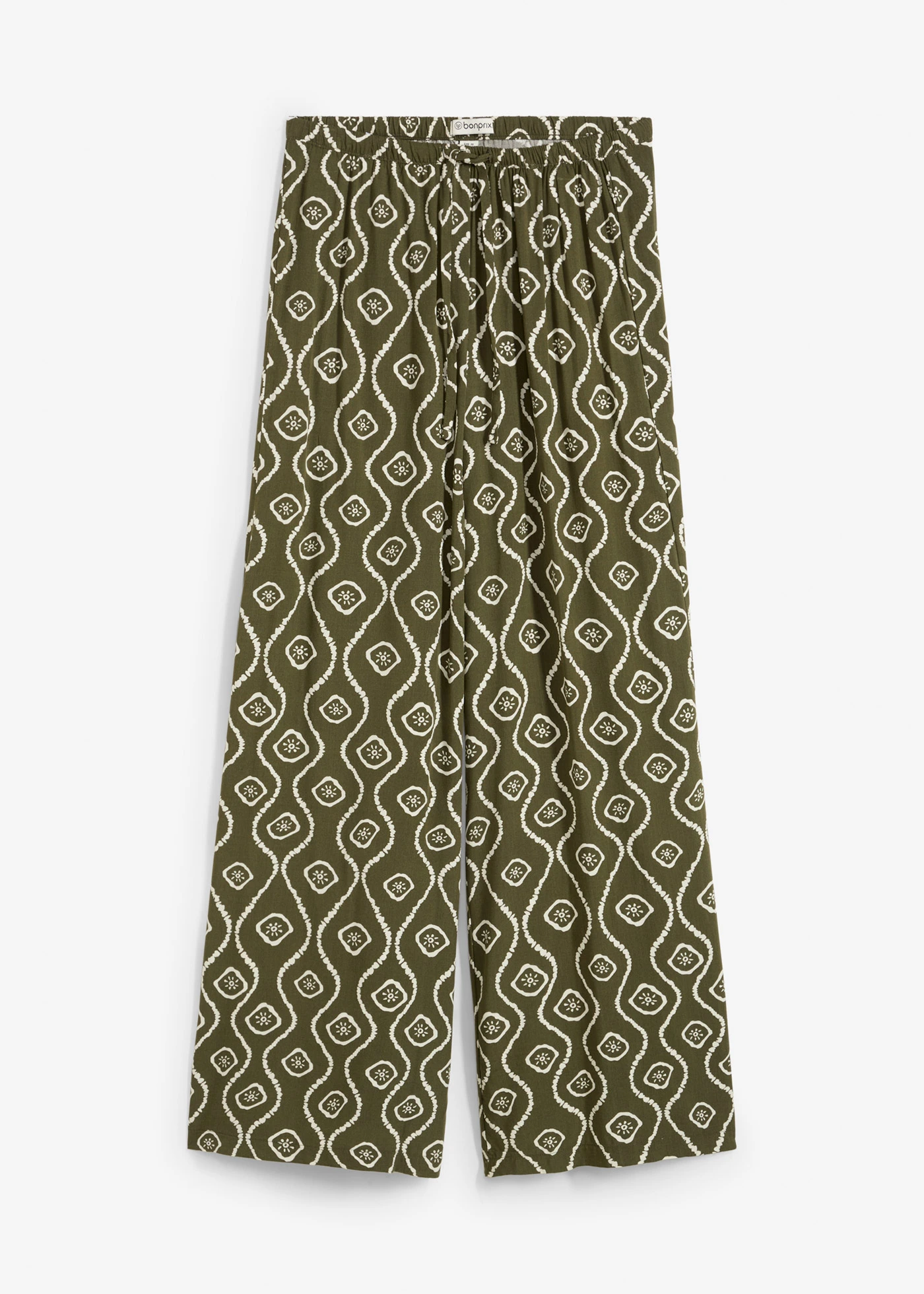 Belebújós nadrág puha viszkózból • sötét olivazöld/mintás • bonprix áruház