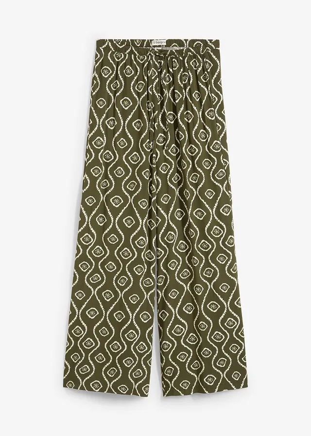 Pantalon à taille élastiquée en viscose fluide