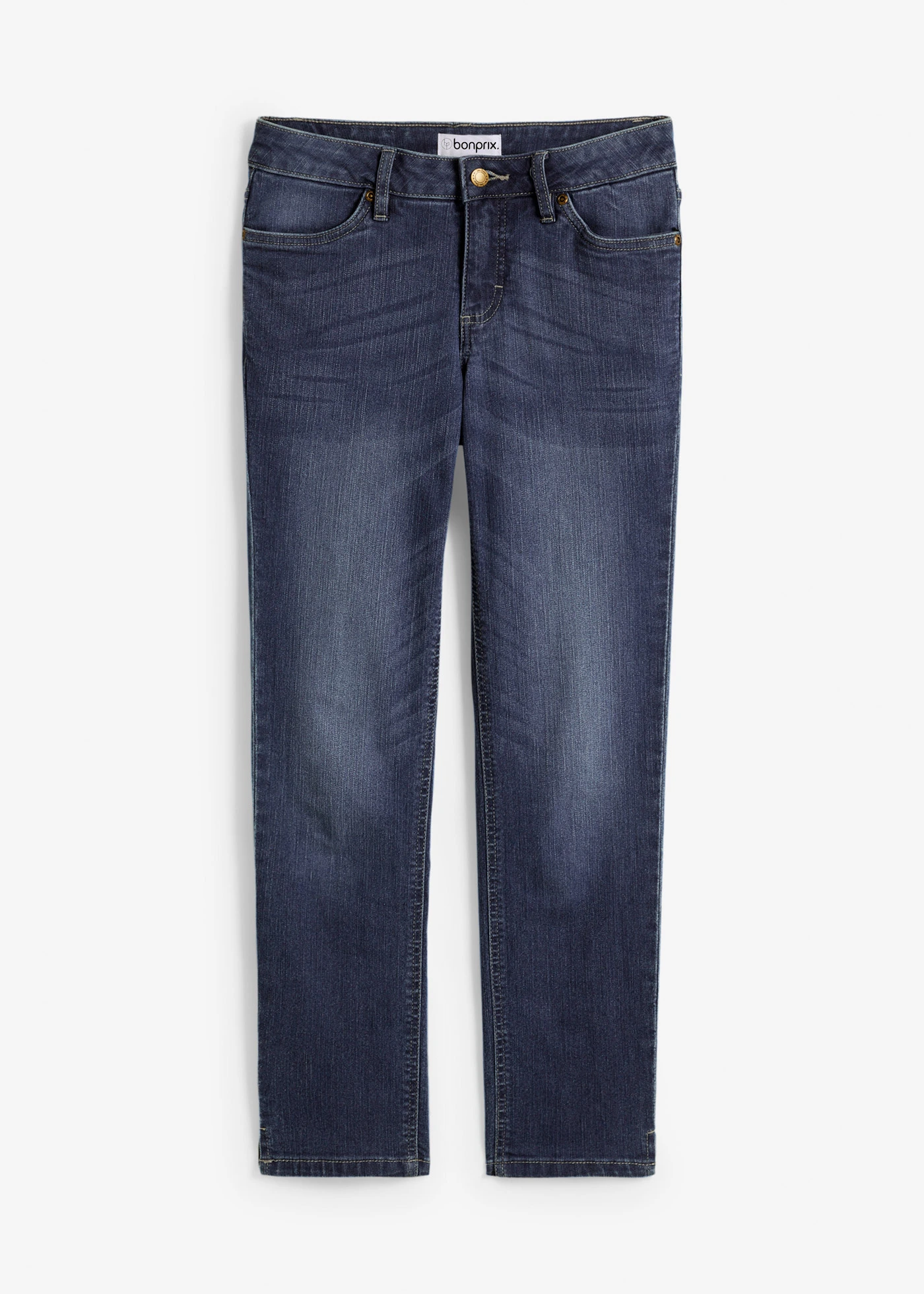7/8 stretchjeans met splitten • donkerblauw used • bonprix online shop