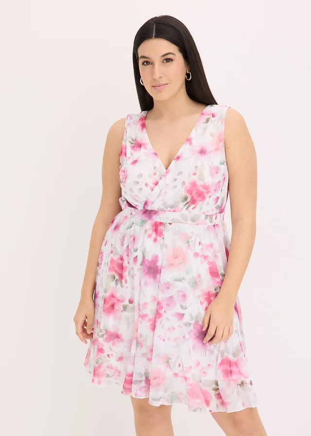 Robe en mesh imprimé, Couleur: écru floral