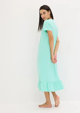Koszula nocna z falbanką • niebieski mentolowy • sklep bonprix