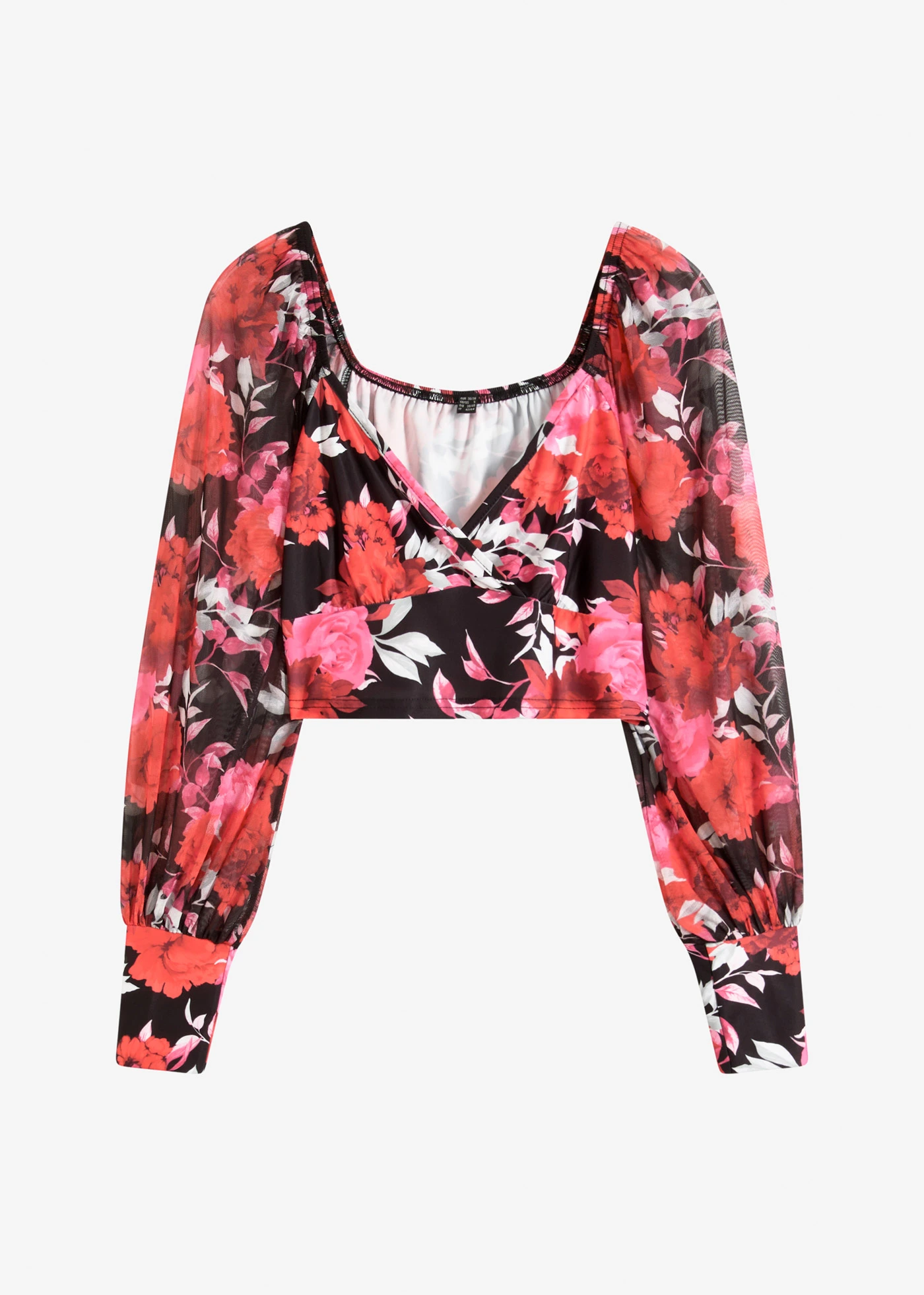 Halenkový top, zkrácený • černá s květy • bonprix obchod