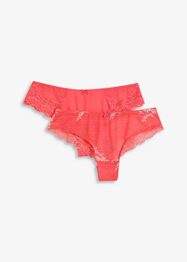 Chilot brazil (set/2 perechi) cu dantelă multicoloră