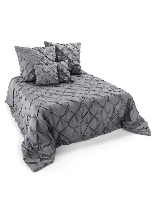Couvre-lit avec motif froncé, Couleur: gris foncé