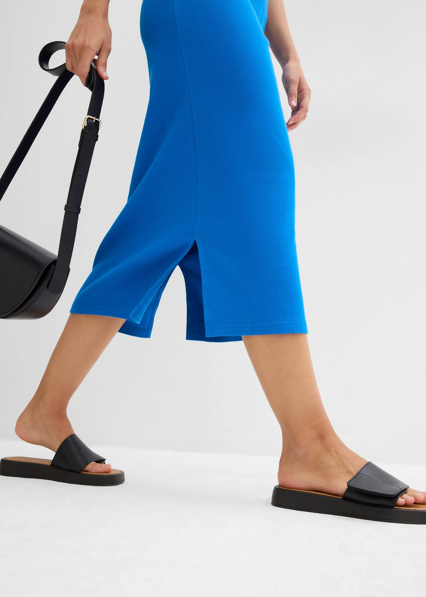 Jersey jurk van katoen met stretch • azuurblauw • bonprix online shop