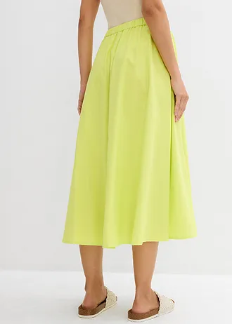 Midirok van een soepele linnenmix, Kleur: citrusgeel