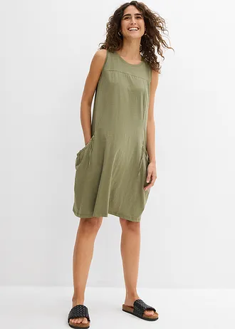 Robe en jersey coton avec poches, Couleur: olive
