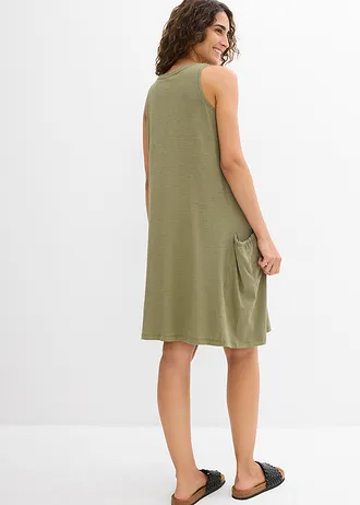 Robe en jersey coton avec poches, Couleur: olive