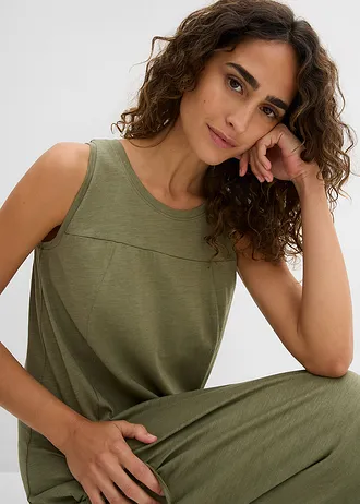 Rochie jerse cu buzunare, din bumbac • oliv • magazin bonprix