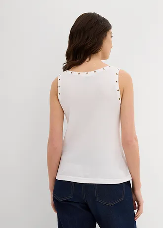 Geribde top van biologisch katoen (set van 2) • grijs+wit • bonprix online shop