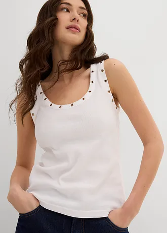 Geribde top van biologisch katoen (set van 2) • grijs+wit • bonprix online shop