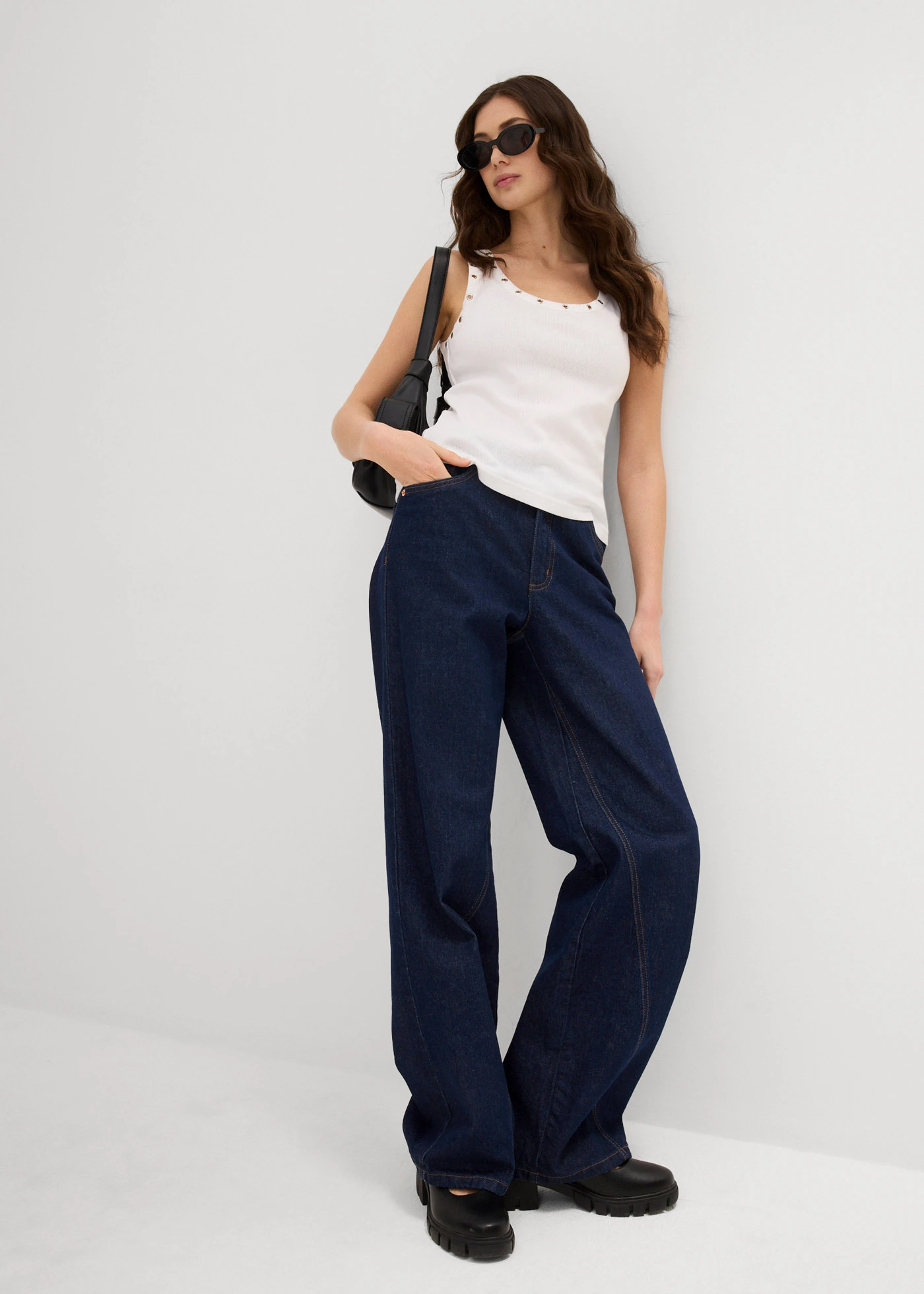 Geribde top van biologisch katoen (set van 2) • grijs+wit • bonprix online shop