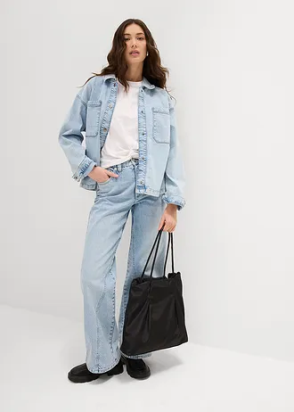 Kort T-shirt met knoopeffect • wit • bonprix online shop