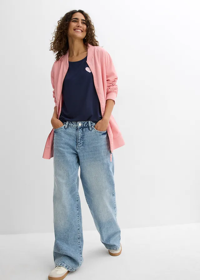 T-shirt fluide, plus long derrière • bleu foncé-rose cristal • product-page.page-title-suffix