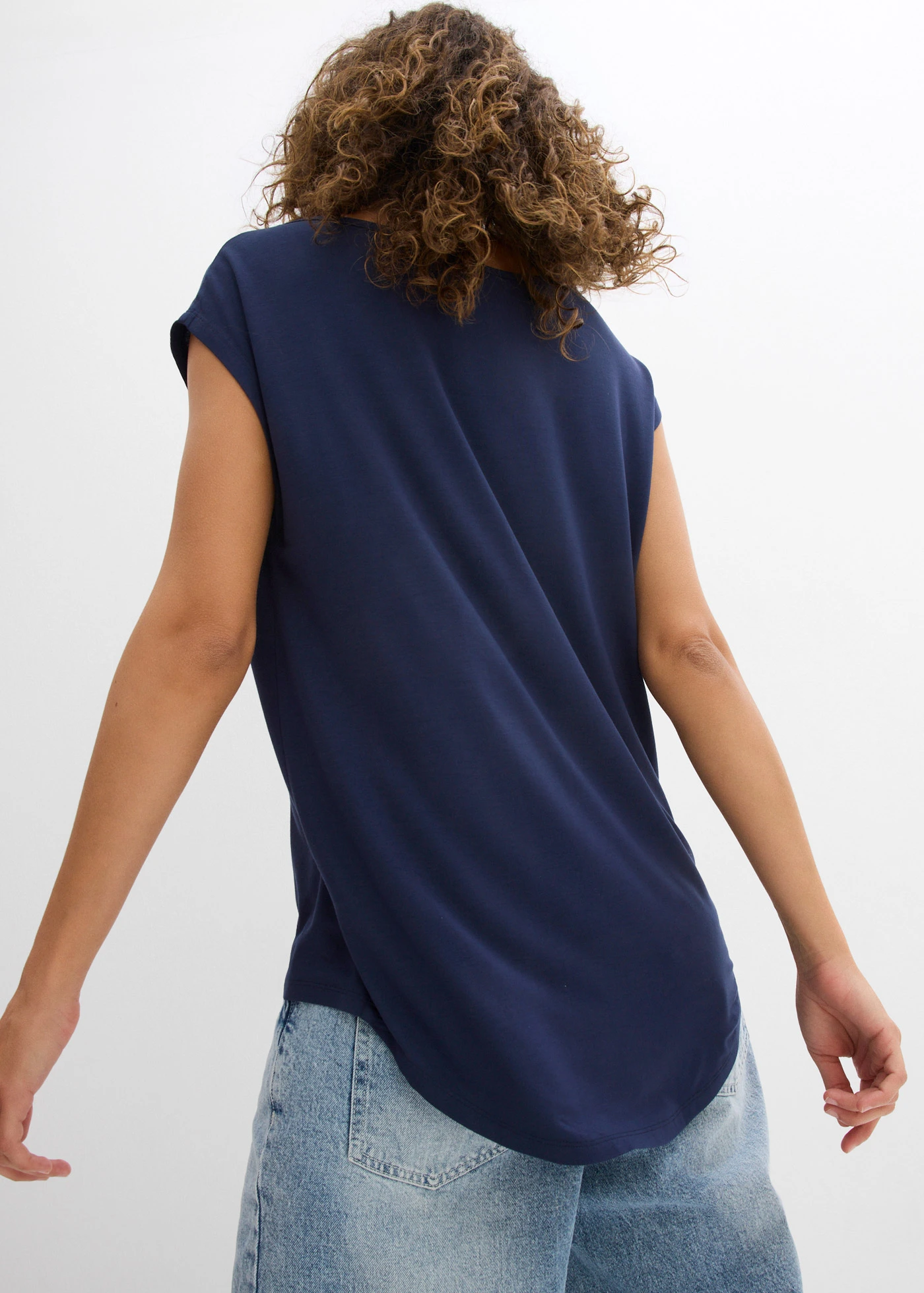 High-low shirt van een soepele viscosemix • donkerblauw/kristalroze • bonprix online shop