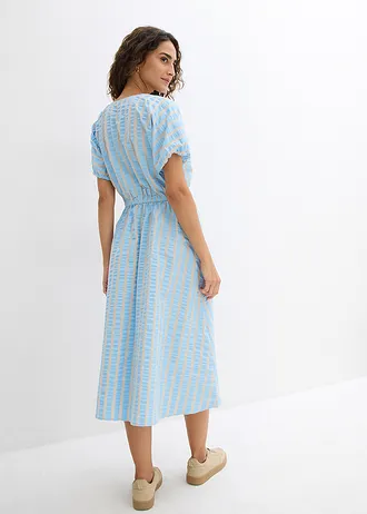 Rochie din bumbac 100% • bleu/bej nisipiu mat cu dungi • magazin bonprix