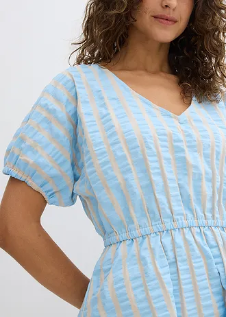 Rochie din bumbac 100% • bleu/bej nisipiu mat cu dungi • magazin bonprix