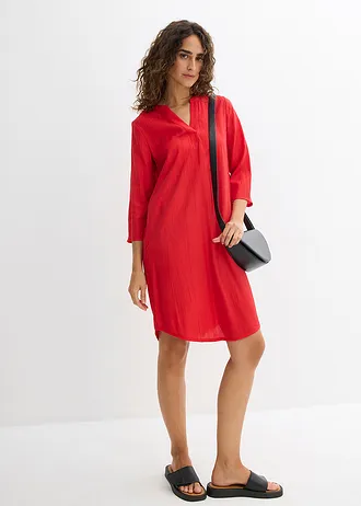 Robe-tunique texturée en viscose majoritaire • fraise • Boutique bonprix