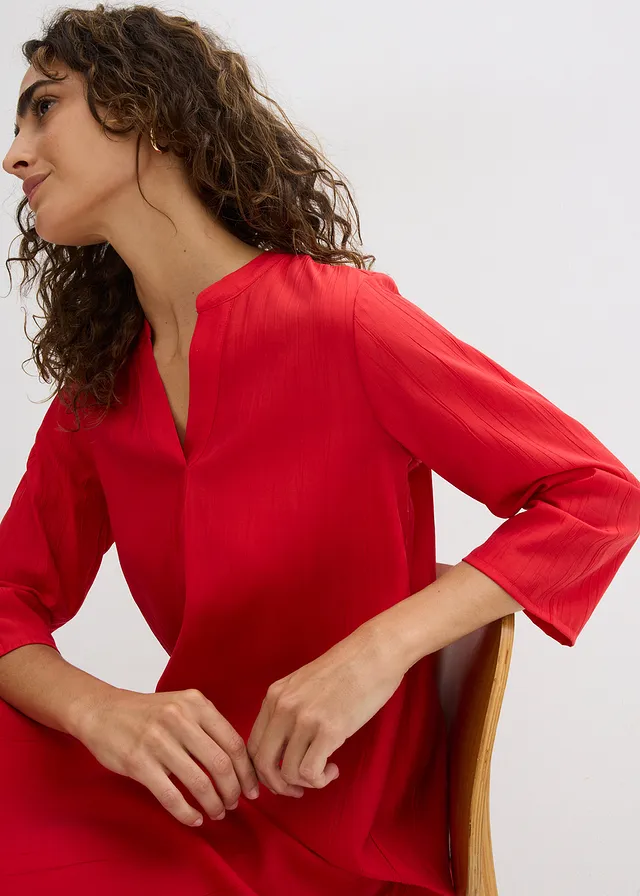 Robe-tunique texturée en viscose majoritaire • fraise • product-page.page-title-suffix