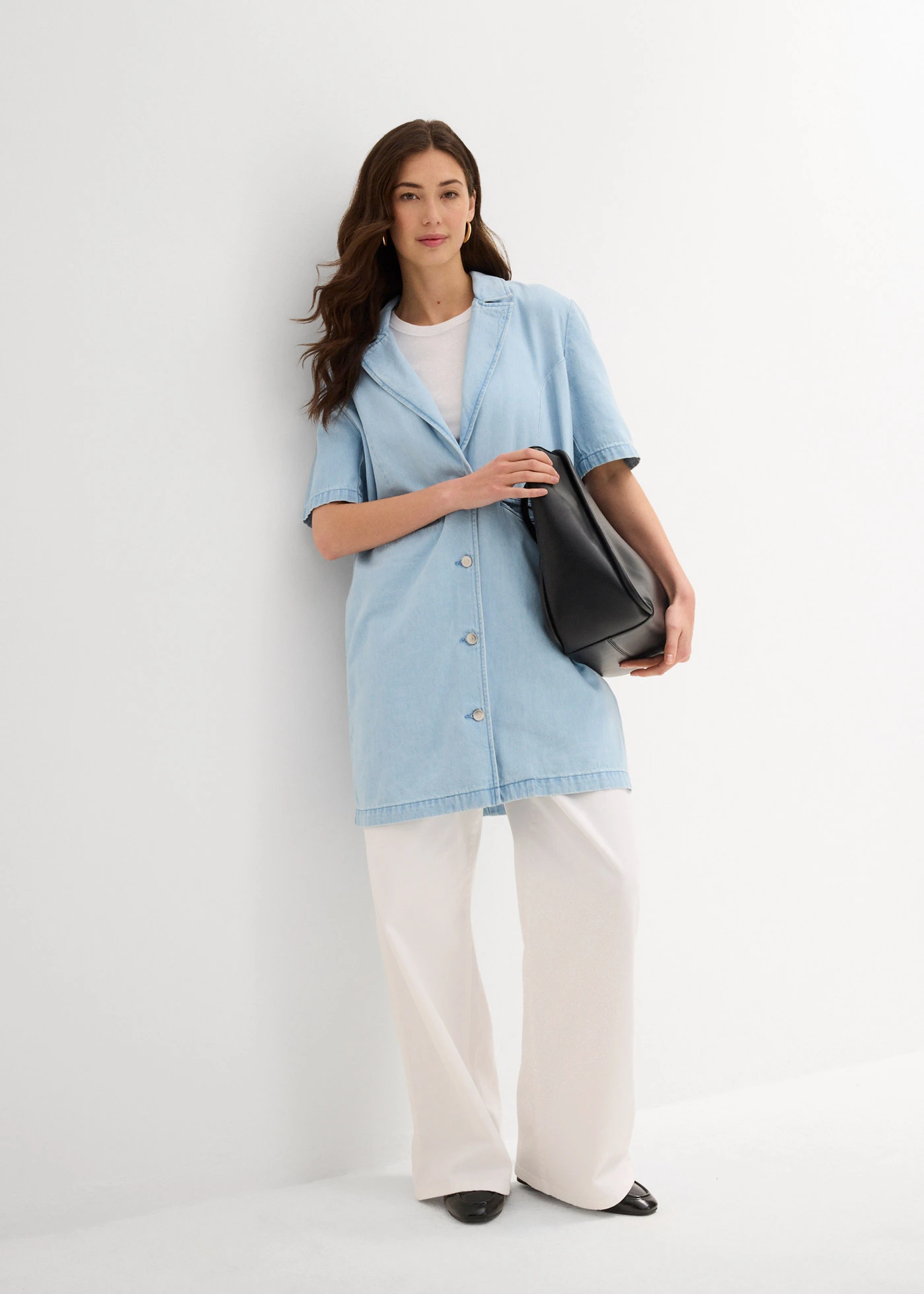 Lange spijkerjas • ijsblauw denim • bonprix online shop