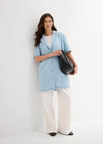 Lange spijkerjas • ijsblauw denim • bonprix online shop