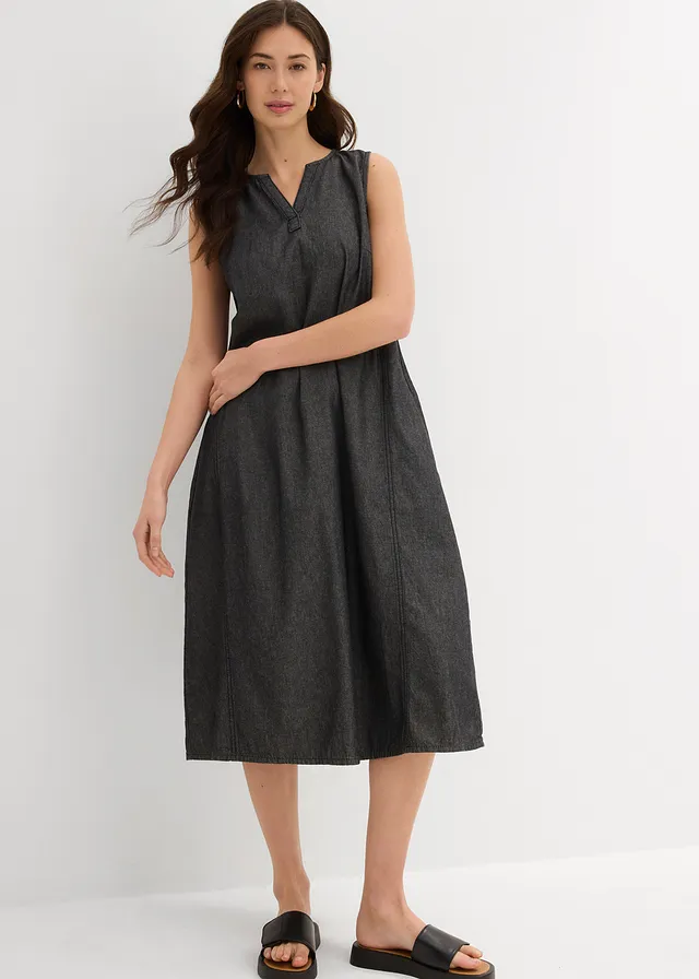 Robe en jean, Couleur: noir denim