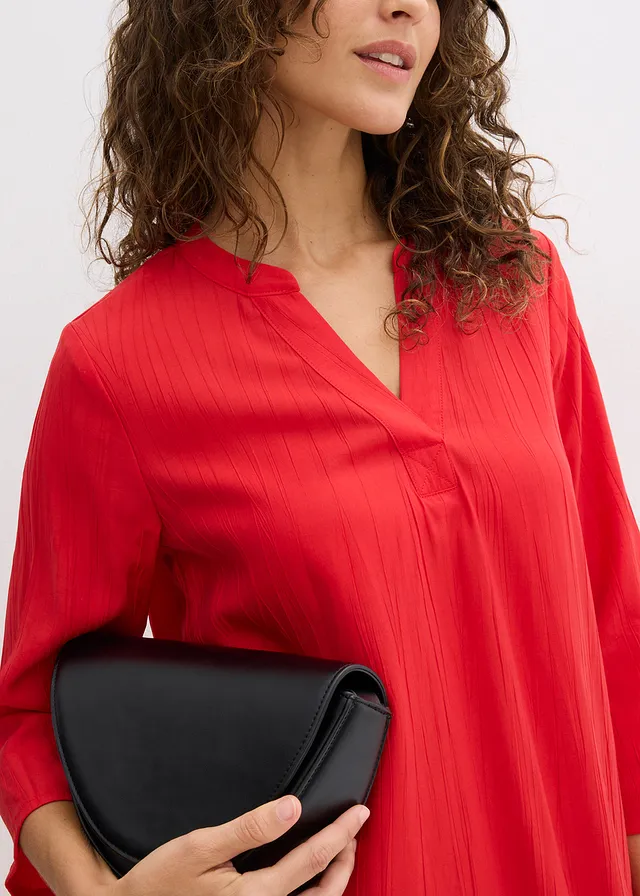 Robe-tunique texturée en viscose majoritaire • fraise • product-page.page-title-suffix