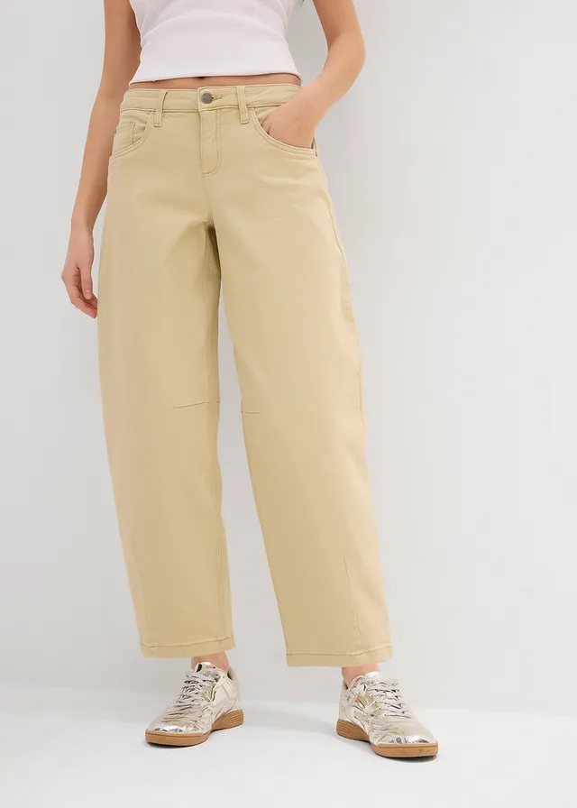 Pantalon en twill de coton extensible, Couleur: beige vert