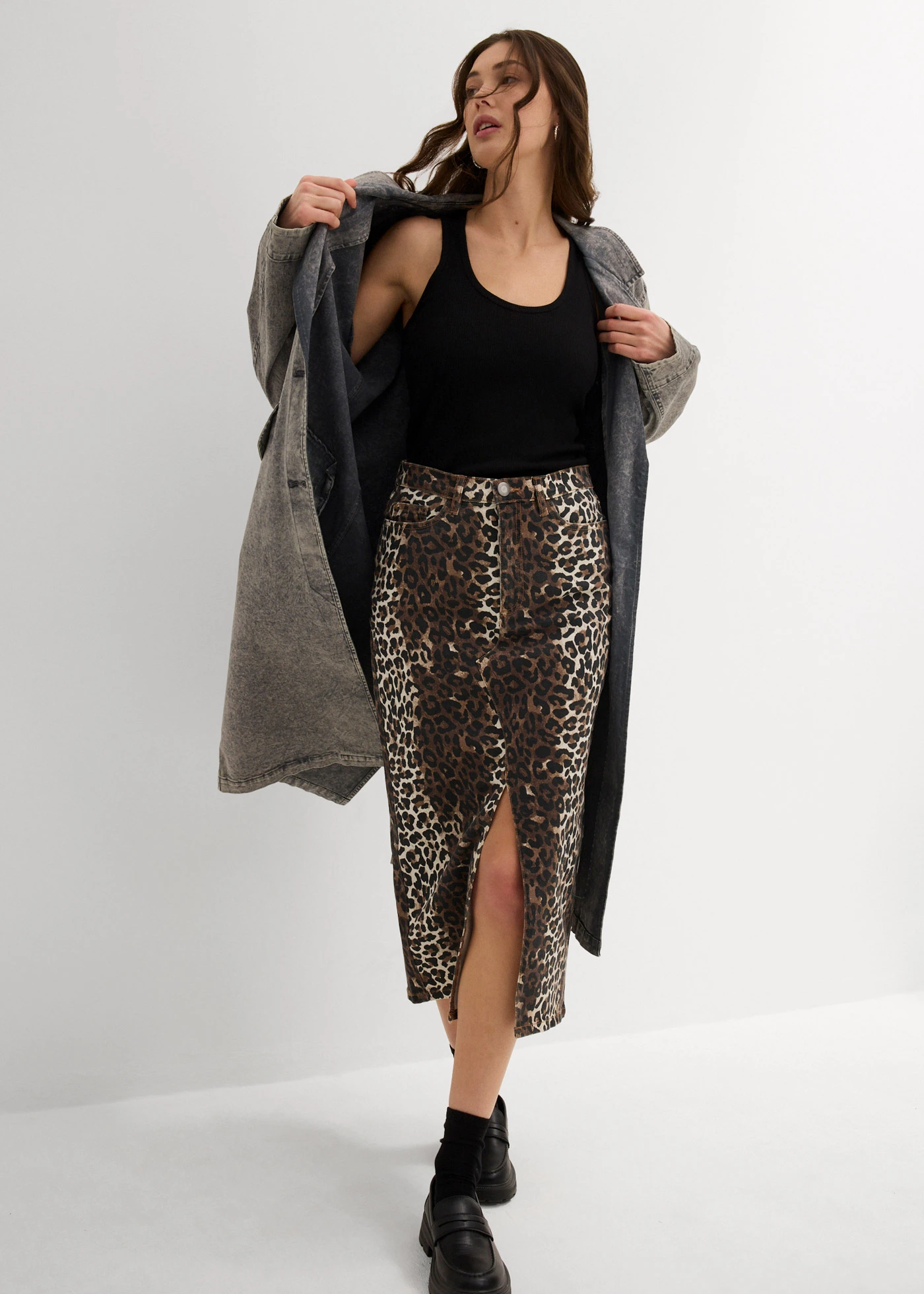 Jupe en twill de coton extensible • léopard • Boutique bonprix