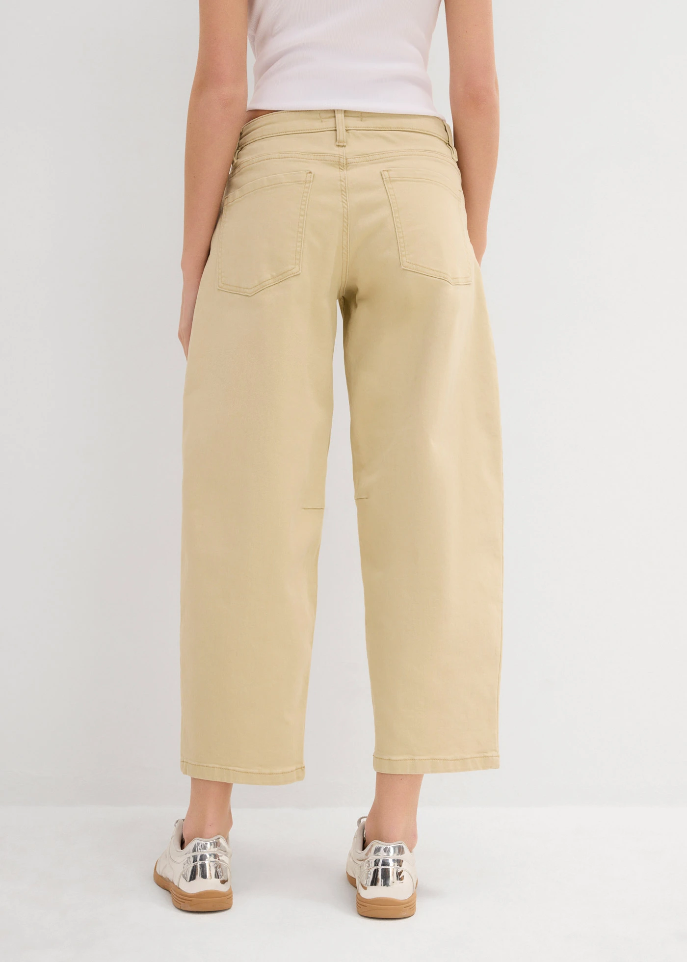 Twill broek van elastische katoenmix • groenbeige • bonprix online shop