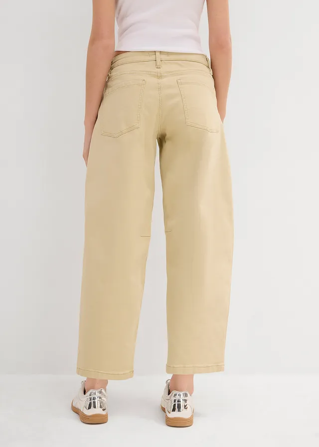 Twill broek van elastische katoenmix • groenbeige • product-page.page-title-suffix