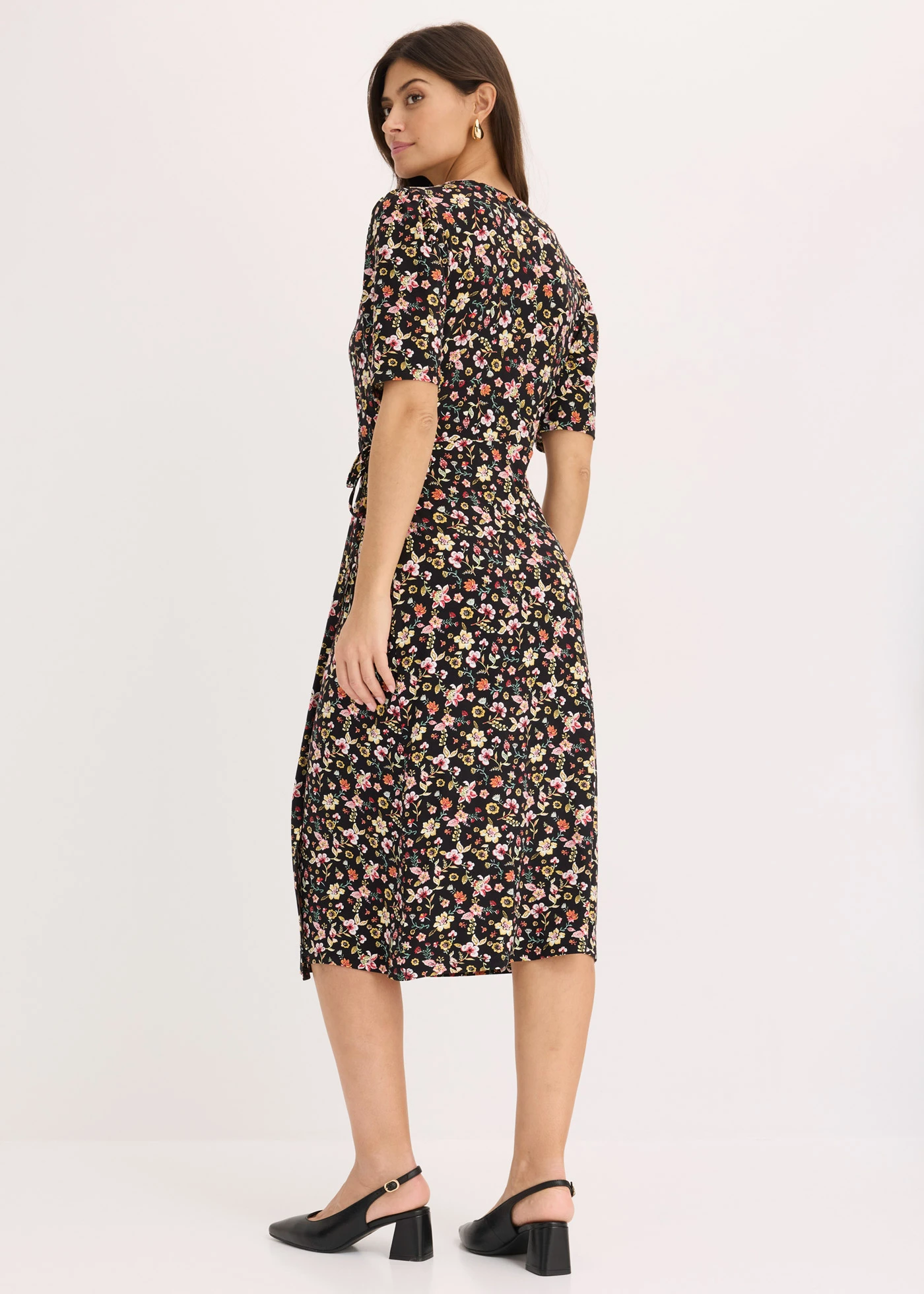 Gedessineerde jersey jurk • zwart gebloemd • bonprix online shop