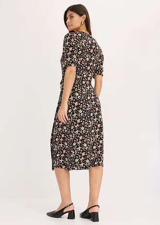 Gedessineerde jersey jurk • zwart gebloemd • bonprix online shop