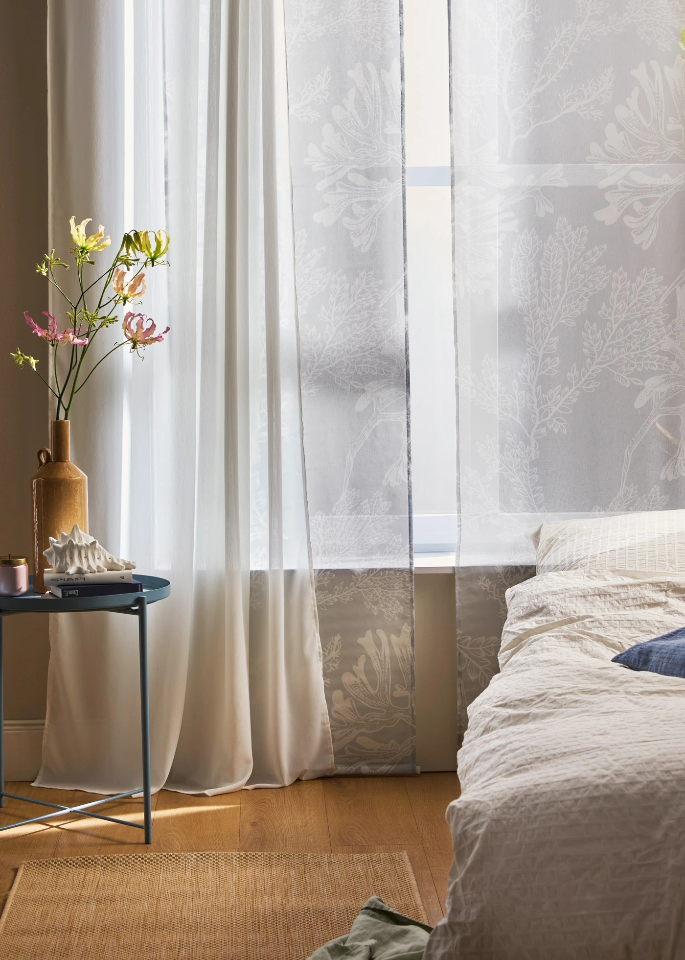 Firana panelowa w kwiaty (1 szt.) • szaro-biały • sklep bonprix