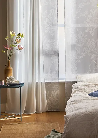 Posuvná záclona s květinovým potiskem (1 ks v balení) • šedo-bílá • bonprix obchod