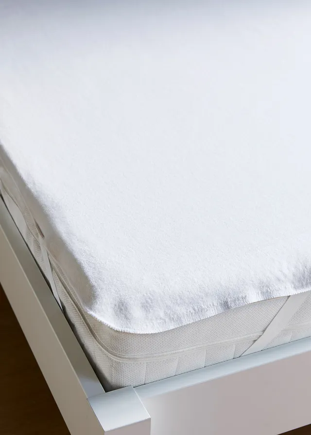 Protège-matelas en coton gratté 2 faces avec élastiques, Couleur: écru
