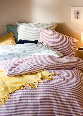 Parure de lit en seersucker • parme/blanc • Boutique bonprix