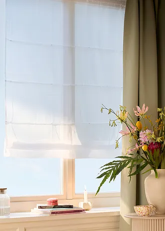 Vouwgordijn van lichte voile, Kleur: wit