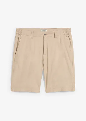 Chino bermudy se lnem, Regular Fit, barva: písková