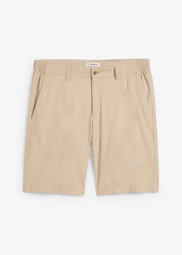 Bermuda chino en lin mélangé, Regular, Couleur: sable