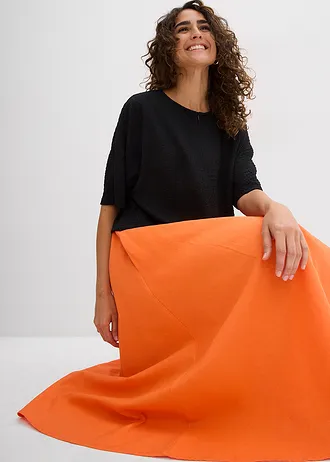 Fustă midi din material cu in • galben-mango • magazin bonprix