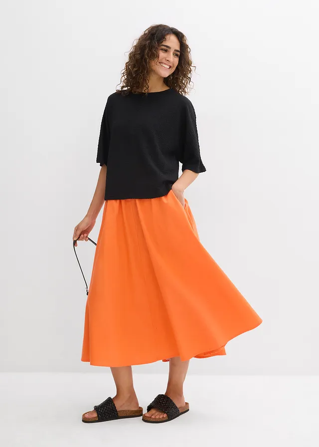 Midirok van een linnenmix • mango • product-page.page-title-suffix