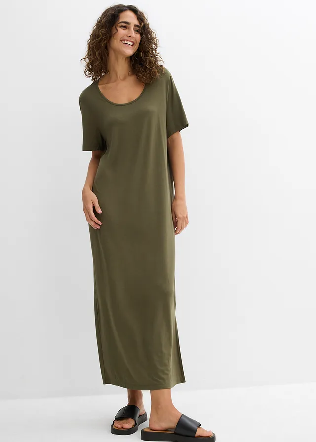 Comfortabele shirtjurk met split in maxilengte