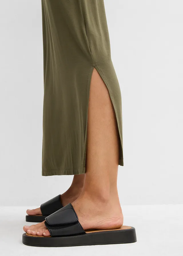 Robe fluide en jersey viscose extensible • olive foncé • product-page.page-title-suffix