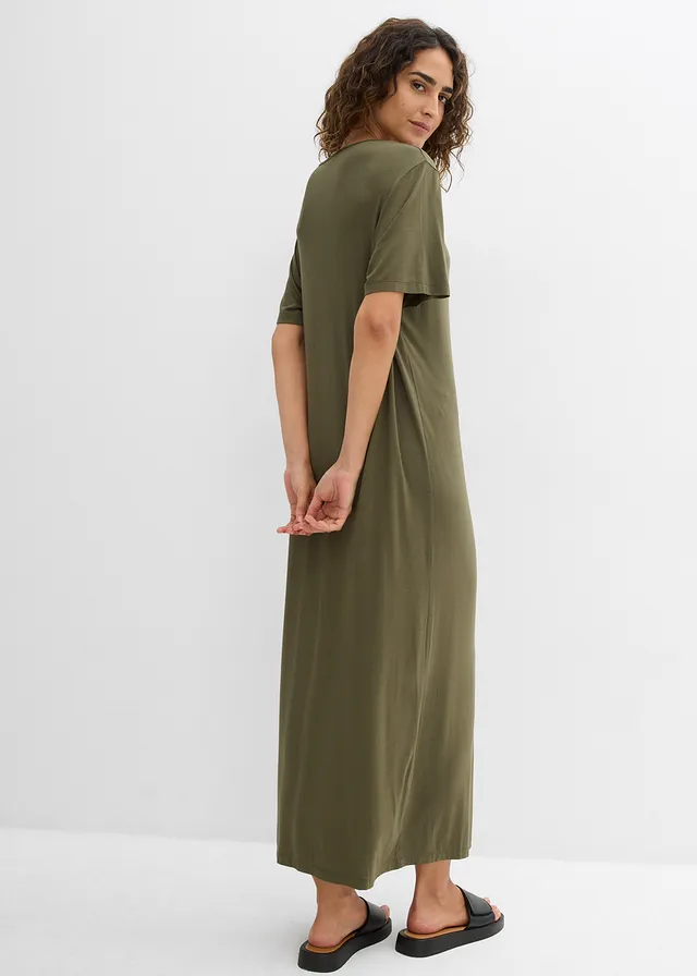 Robe fluide en jersey viscose extensible • olive foncé • product-page.page-title-suffix