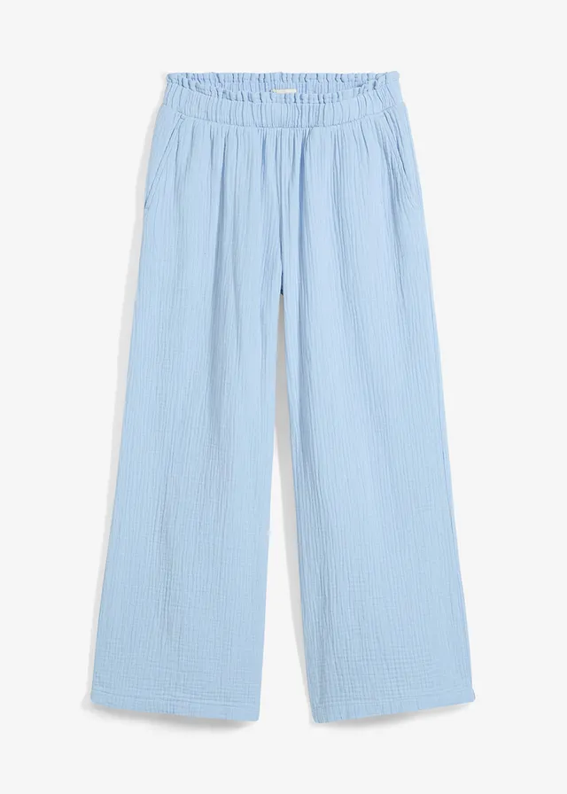 Pantalon large en gaze de coton • bleu clair • Boutique bonprix