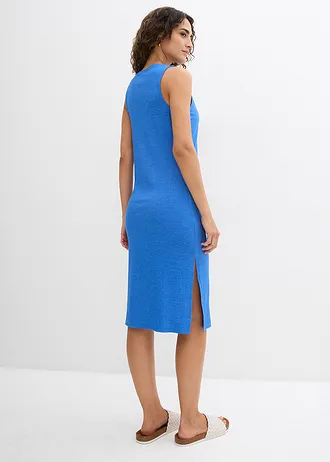 Robe côtelée et fendue sur les côtés • bleu arctique chiné • Boutique bonprix